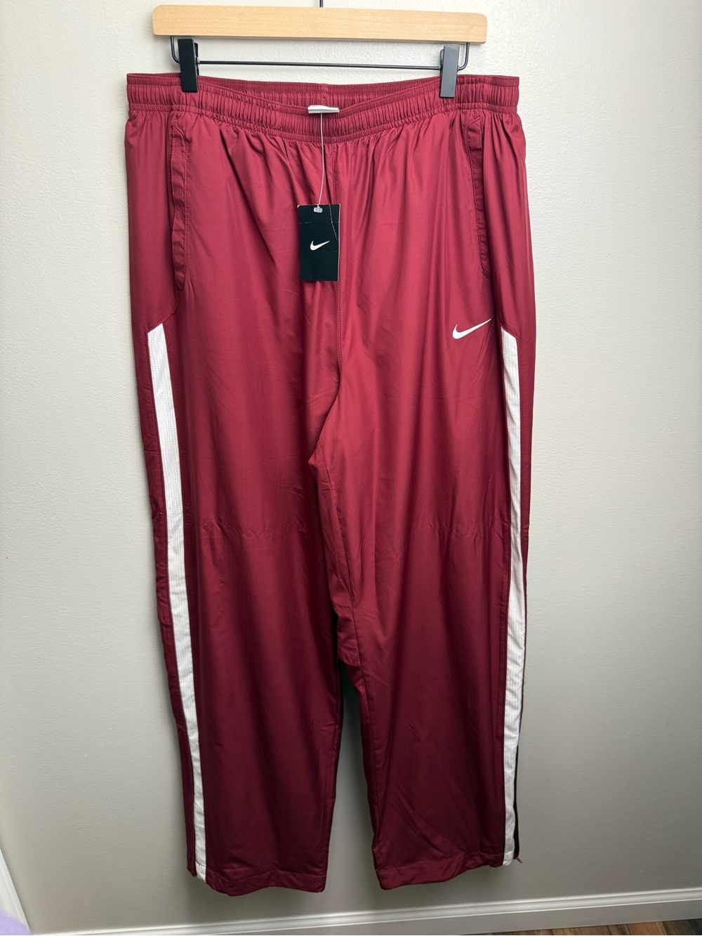Nike Burgundy Track Pants with White Swoosh Tag Sz XXLT NWT